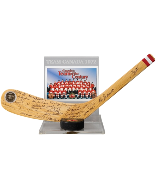 Paul Hendersons 1972 Canada-Russia Summit Series Team Canada Limited-Edition Hockey Stick Blade Team-Signed by 27 with His Signed LOA