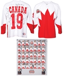 Paul Hendersons 1972 Canada-Russia Series 35th Anniversary Team-Signed Uncut Card Sheet Plus 1972 Team Canada Team-Signed Jersey with His Signed LOA