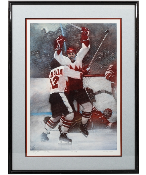 Paul Hendersons 1972 Canada-Russia Series Signed "The Goal" Limited-Edition Artist Proof Framed Lithograph #45/50 with His Signed LOA (24" x 32") 