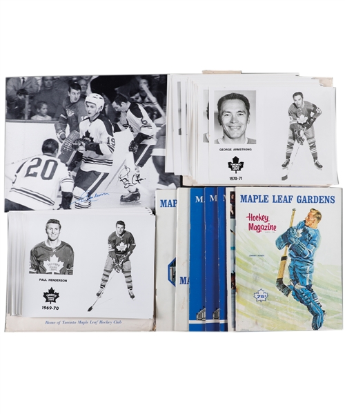 Paul Hendersons Vintage Toronto Maple Leafs Memorabilia Collection with Programs, Calendars, Media Photos and More with His Signed LOA