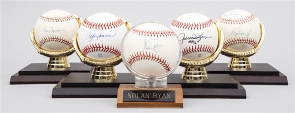 Signed baseball Collection of 5 Including Ken Griffey Sr. & Jr (Dual-Signed), Nolan Ryan, Rollie Fingers, Andre Dawson and Ken Griffey Sr - All JSA Certified
