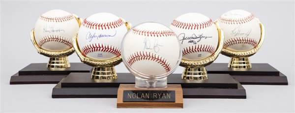 Signed baseball Collection of 5 Including Ken Griffey Sr. & Jr (Dual-Signed), Nolan Ryan, Rollie Fingers, Andre Dawson and Ken Griffey Sr - All JSA Certified