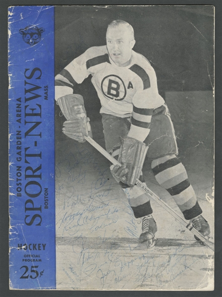 Boston Bruins 1952-53 Team-Signed Program by 17 Including Deceased HOFers Patrick, Quackenbush, Schmidt and Dumart