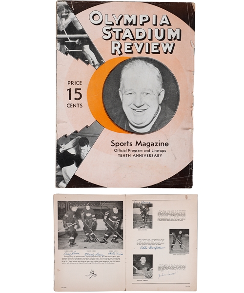 Detroit Red Wings 1937-38 Team-Signed Olympia Stadium Program by 17 Including Deceased HOFers Adams, Barry, Lewis, Goodfellow and Howe