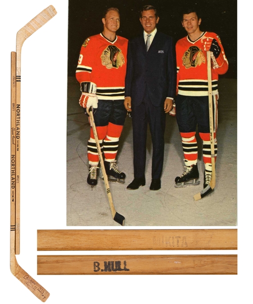 Bobby Hulls and Stan Mikitas Mid-to-Late-1960s Chicago Black Hawks Northland "Banana Hooks" Game-Issued Sticks