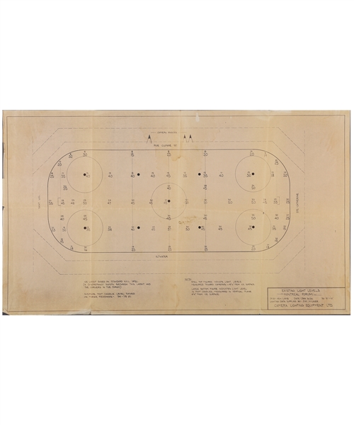 Vintage 1966 Montreal Forum Lighting and Camera Angles Blueprint (21" x 36")