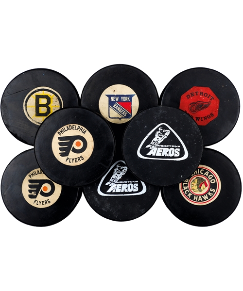 1967-68 Converse NHL Game Puck, 1968-69 Converse NHL Game Pucks (4), 1969-77 Converse NHL Game Pucks (2), 1974-75 Houston Aeros WHA Game Pucks (2) Plus 15 Others 