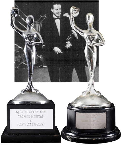 Jean Beliveaus 1966 and 1969 "Gala des Artistes" Meritas Trophies