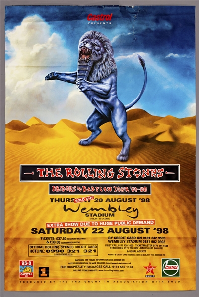 Rolling Stones (British Rock Band) 1998 Bridges to Babylon Tour Original Poster (40” x 60”)