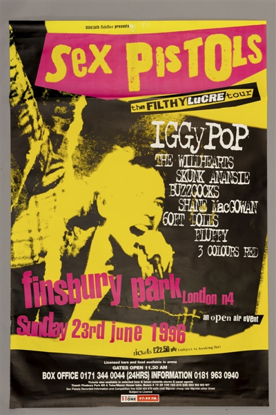 Sex Pistols (British Punk Rock Band) 1996 The Filthy Lucre Tour Original Poster (40” x 60”)