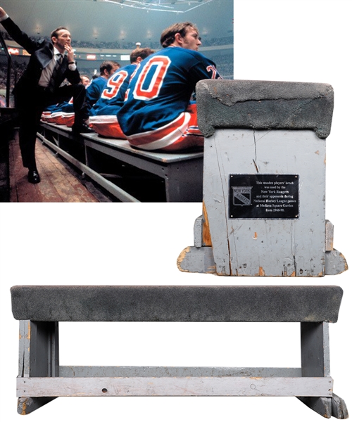 Madison Square Garden 1968-98 New York Rangers Players Bench with Team LOA