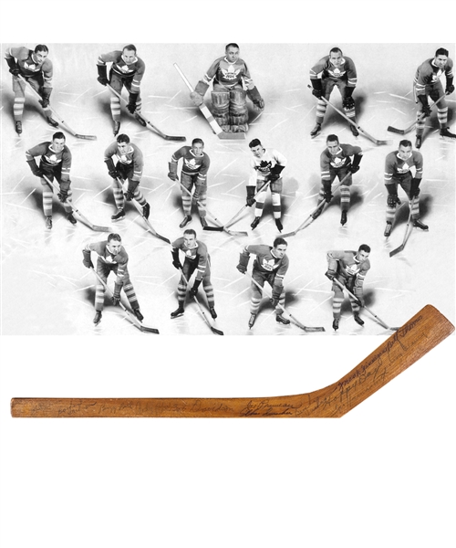 Toronto Maple Leafs 1935-36 Team-Signed Mini Stick by 13 Featuring 6 Deceased HOFers Including Hainsworth, Conacher and Jackson