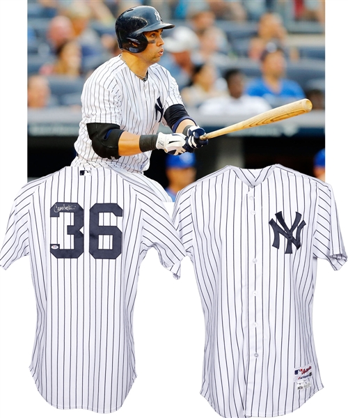 Carlos Beltrans 2014 New York Yankees Signed Game-Worn Jersey (MLB Authenticated, Steiner LOA, PSA/DNA COA)