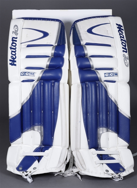 Ed Belfours 2002-03 Toronto Maple Leafs Heaton CCM Game-Issued Pads with His Signed LOA