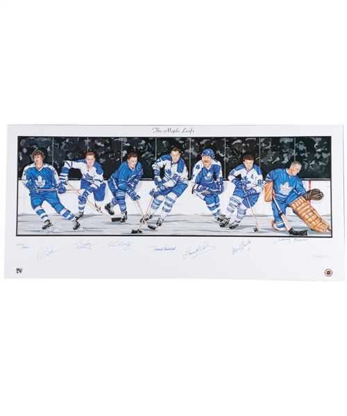 Toronto Maple Leafs Limited-Edition Lithograph Autographed by 7 HOFers with LOA (18" x 39")