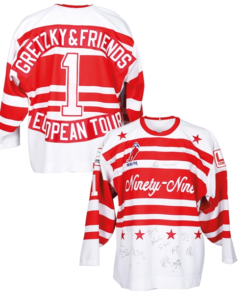 "Gretzky & Friends Ninety-Nine European Tour" 1994 Team-Signed Jersey by 20 Including Gretzky, Messier, Yzerman and Hull
