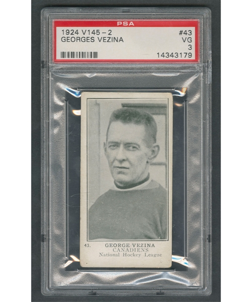1924-25 William Paterson V145-2 Hockey Card #43 HOFer Georges Vezina - Graded PSA 3