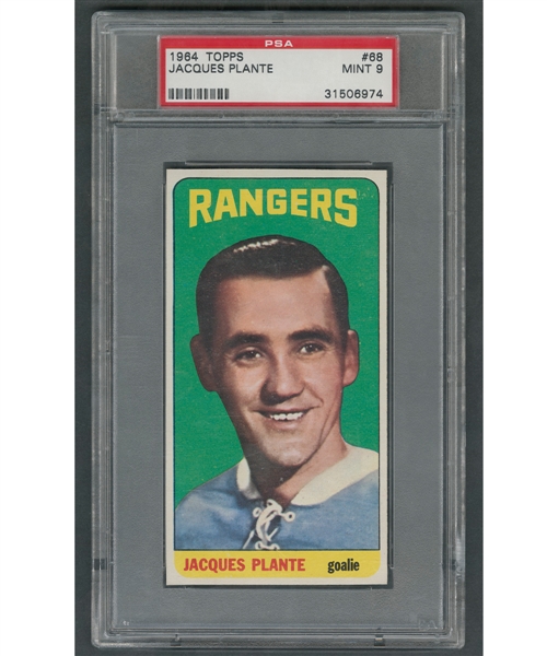 1964-65 Topps Tall Boys Hockey Card #68 HOFer Jacques Plante - Graded PSA 9 - Highest Graded!