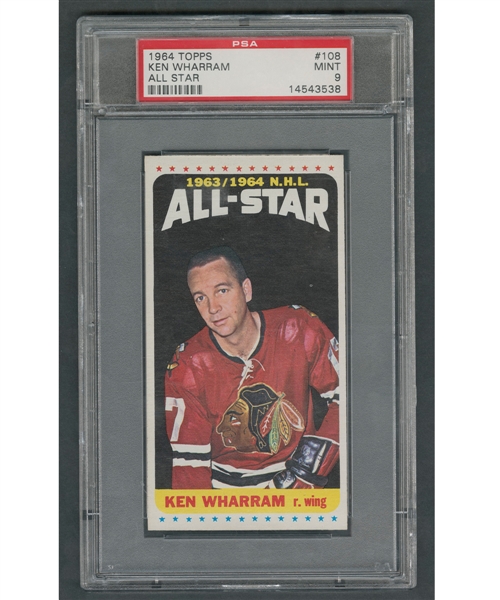 1964-65 Topps Tall Boys Hockey Card #108 Ken Wharram - Graded PSA 9 - Highest Graded!