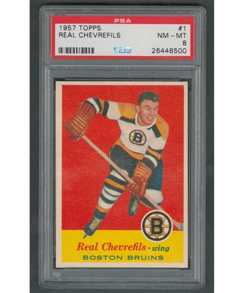 1957-58 Topps Hockey Card #1 Real Chevrefils - Graded PSA 8