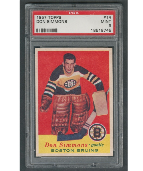 1957-58 Topps Hockey Card #14 Don Simmons RC - Graded PSA 9 - Highest Graded!