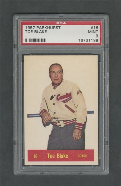 1957-58 Parkhurst Hockey Card #16 HOFer Toe Blake - Graded PSA 9