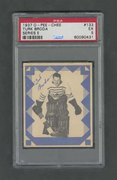 1937-38 O-Pee-Chee Series "E" (V304E) Hockey Card #133 HOFer Turk Broda - Graded PSA 5