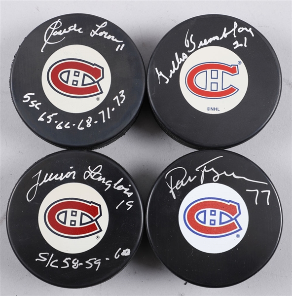 Montreal Canadiens All-Time Greats Signed Puck Collection of 15 Including 5 Hall of Fame Members with LOA