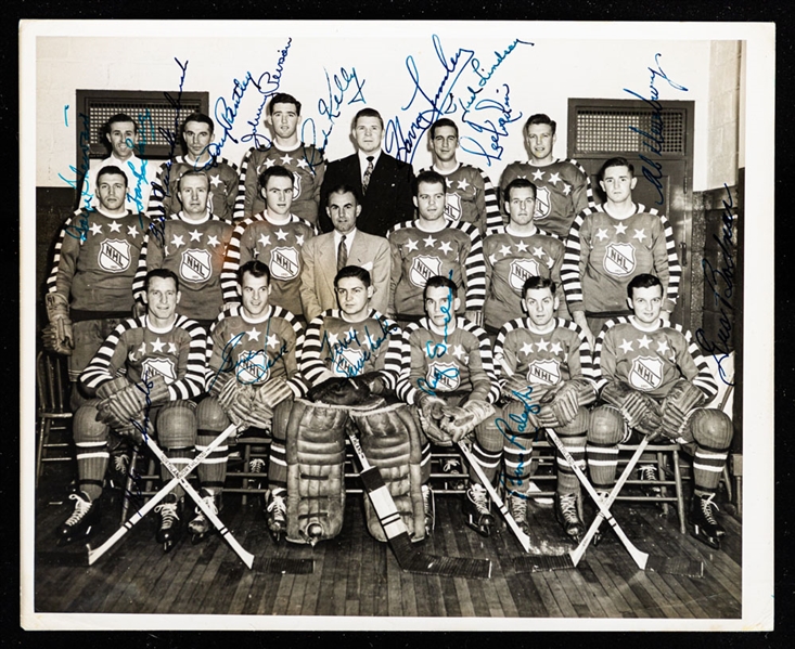 NHL 1951 All-Star Game "First All-Stars" Team-Signed Turofsky Team Photo from the E. Robert Hamlyn Collection with JSA LOA - Includes Deceased HOFers Sawchuk, Howe, Bentley, Schmidt and Others