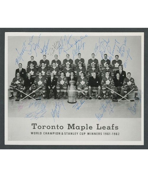 Toronto Maple Leafs 1961-62 Stanley Cup Champions Team-Signed Photo from the E. Robert Hamlyn Collection Featuring 5 Deceased HOFers Including Tim Horton