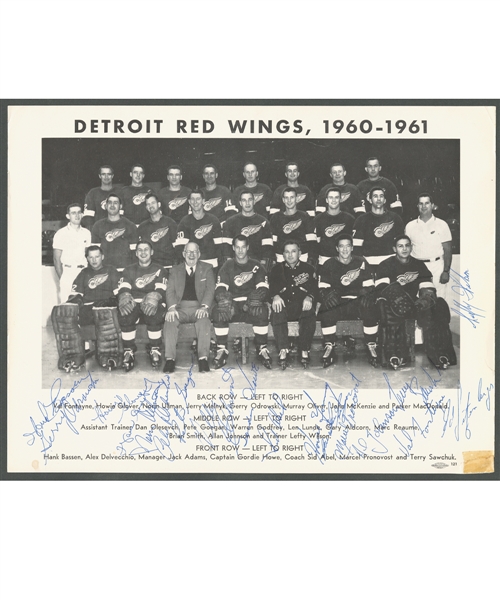 Detroit Red Wings 1960-61 Team-Signed Team Photo Including Deceased HOFers Abel, Howe and Sawchuk from the E. Robert Hamlyn Collection
