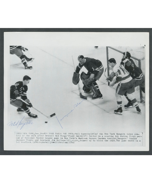 Deceased HOFer Jacques Plante Signed New York Rangers Photo from the E. Robert Hamlyn Collection