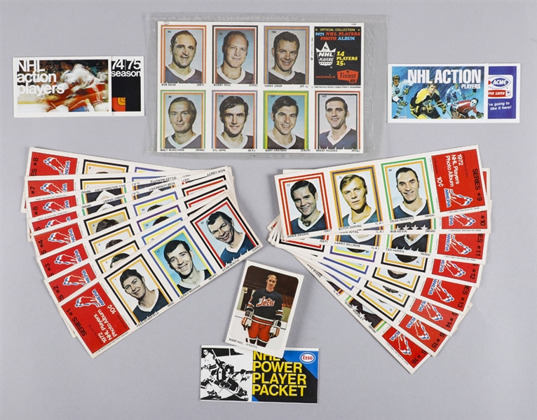 1971-72 Eddie Sargent Complete Uncut Hockey Stamp Set (224 stamps total) and Various Other 1970s Stamps and Cards