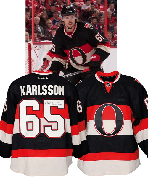 Erik Karlssons 2013-14 Ottawa Senators "Heritage" Signed Game-Worn Jersey with Team COA