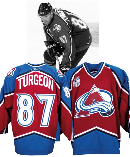 Pierre Turgeons 2005-06 Colorado Avalanche Game-Worn Jersey with Team LOA - 10th Season Patch! - Photo-Matched!