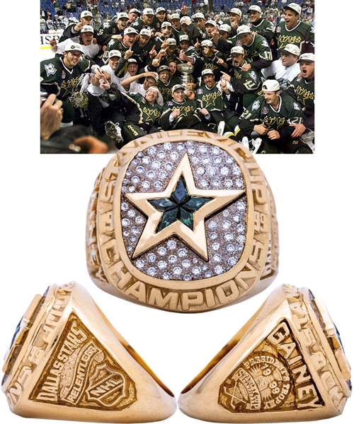 Bob Gaineys 1998-99 Dallas Stars Stanley Cup Championship 14K Gold and Diamond Ring Including Presentation Box from His Personal Collection with His Signed LOA