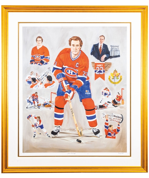 Bob Gainey’s Montreal Canadiens Limited-Edition Retirement Night Framed Presentational Lithograph by Michel Lapensee #1/1 from His Personal Collection with His Signed LOA (41” x 48”)