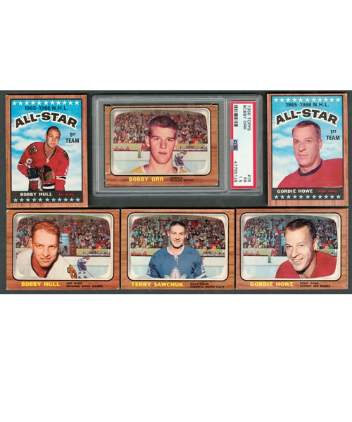 1966-67 Topps Hockey Complete 132-Card Set with #35 HOFer Bobby Orr Rookie Card Graded PSA FR 1.5