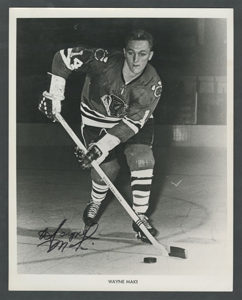 Chicago Black Hawks Vintage-Signed Photos (4) Including Keith Magnuson, Wayne Maki, Tony Esposito and Stan Mikita