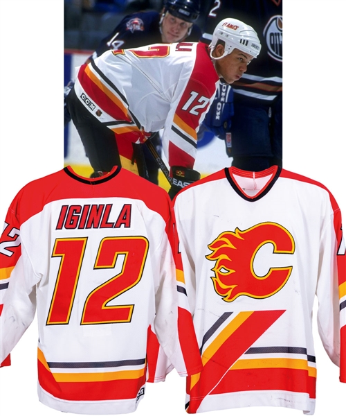 Jarome Iginlas 1997-98 Calgary Flames Game-Worn Jersey with Team LOA - Photo-Matched!