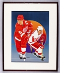 Steve Yzerman Detroit Red Wings Framed Original 1990-91 Upper Deck Hockey Card Artwork by Vernon Wells (24 ½” x 30 ½”) 