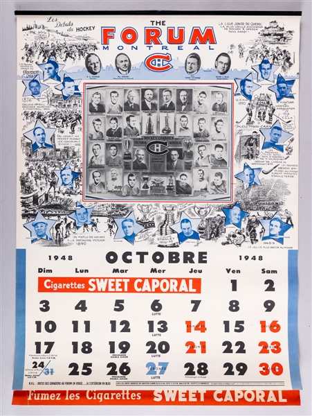 Montreal Canadiens and Toronto Maple Leafs 1940s to 1970s Hockey Calendar Collection of 7