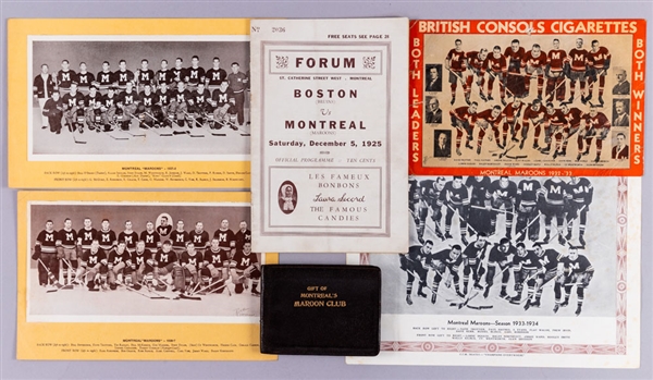 Vintage Circa 1930s Montreal Maroons Promo Giveaway Wallet Plus 1925-26 Hockey Program and 1930s Montreal Maroons Team Pictures From CCM, Crown Brand and British Consols (4)