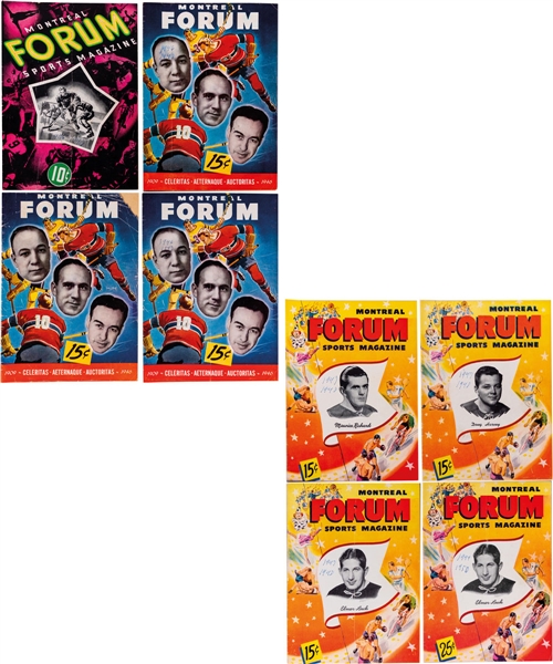 Montreal Canadiens 1920s to 1980s Hockey Program Collection of 57 Including Oct. 19th 1957 Maurice Richard 500th Goal Program