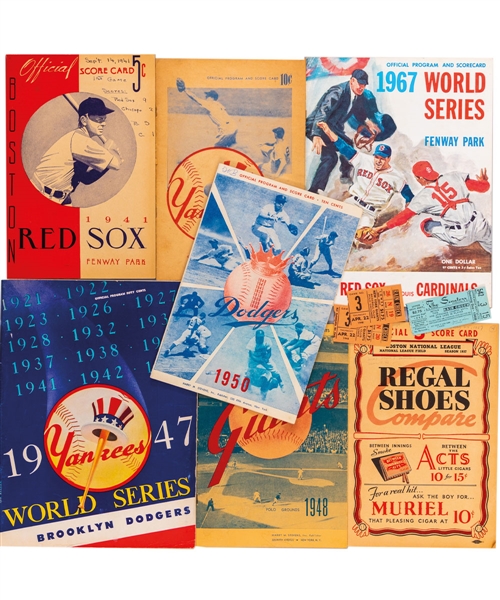 Vintage 1930s/1970s MLB Baseball Program Collection of 30 including Scored Series-Winning 1967 World Series Game 7 Program 