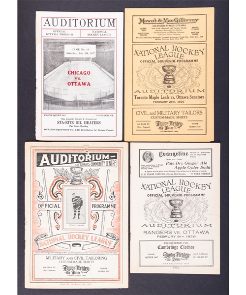 Ottawa Auditorium 1926-27 to 1929-30 Hockey Programs (4) - Ottawa Senators vs Black Hawks/Rangers/Maple Leafs