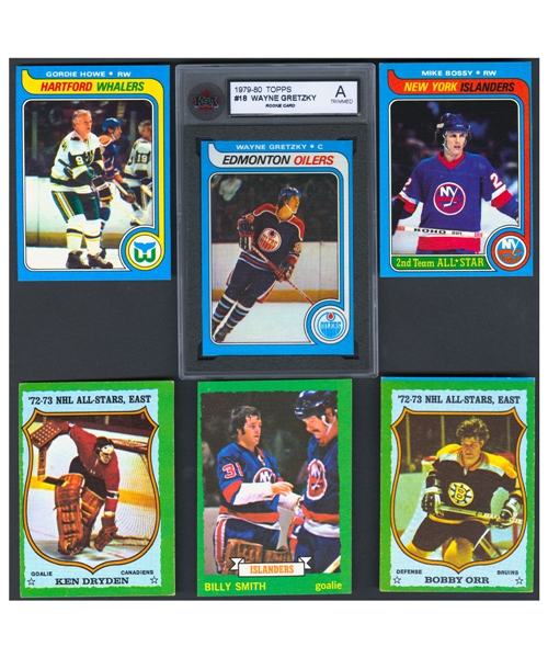 1979-80 Topps Hockey Near Complete Set (263/264) with KSA Authentic Wayne Gretzky Rookie Card Plus 1973-74 Topps Hockey Near Complete Set (197/198)