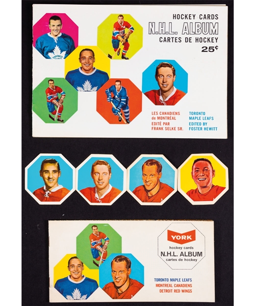 1961-62 York Peanut Butter Hockey (Yellow Back) Complete 42-Card Set and 1963-64 York Peanut Butter Hockey (White Back) Complete 54-Card Set Plus Albums (2) and Vintage Ads (3)
