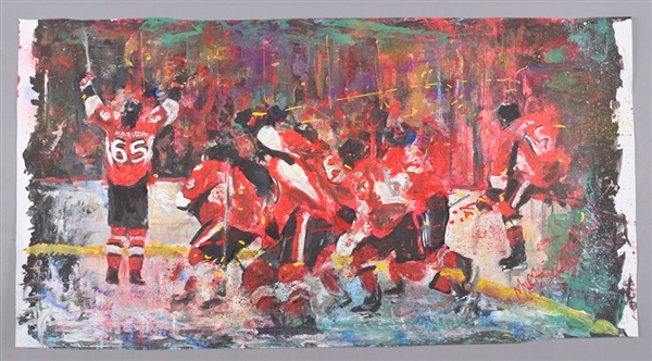 Ottawa Senators “Victory Celebrations” Original Painting on Canvas by Renowned Artist Murray Henderson (22” x 42”)
