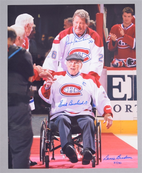 Emile "Butch" Bouchard #3 Jersey Retirement Ceremony Dual-Signed Limited-Edition Photo #21/50 with LOA (11” x 14”)